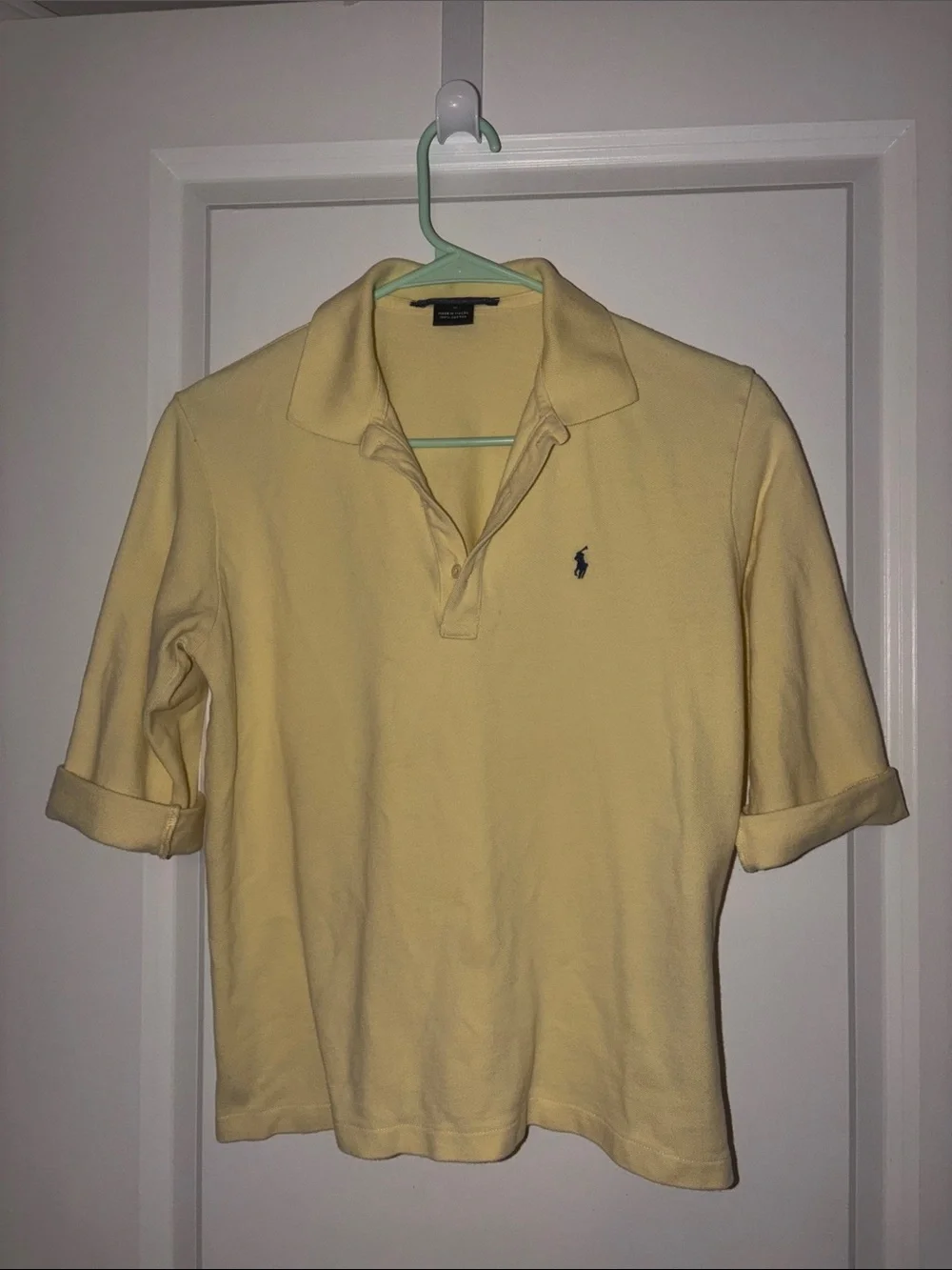 Ralph Lauren Sport Pale Yellow Short 3/4 Sleeve Polo Shirt